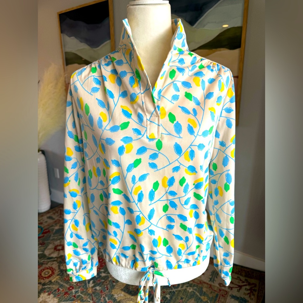 Sears Vintage Polyester Pussywillow Print Top